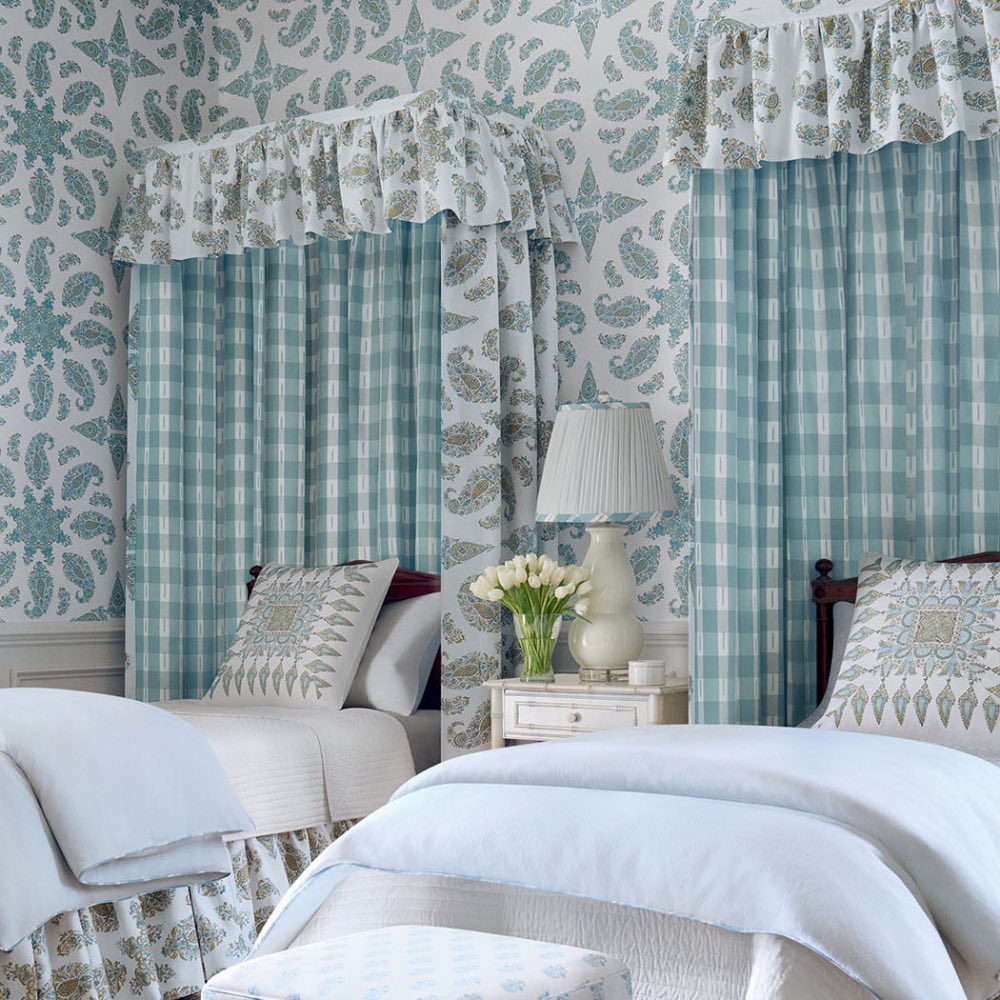Thibaut East India Wallpaper in Blue & White